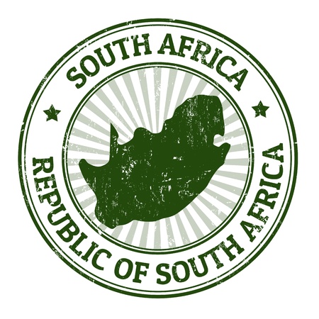 Grunge rubber stamp with the name and map of South Africa, vector illustrationのイラスト素材