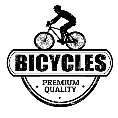 Bicycles grunge rubber stamp on white, vector illustrationのイラスト素材