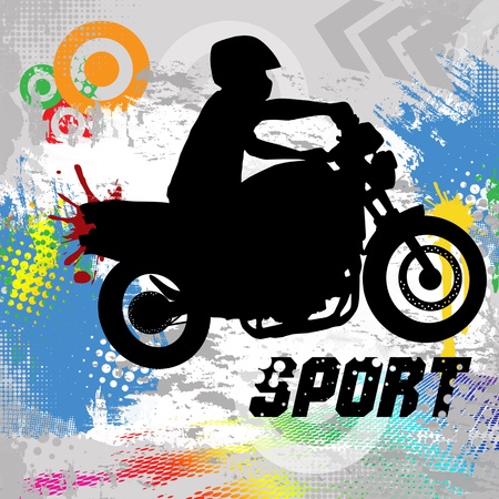 Rider silhouette on abstract grunge backgroundのイラスト素材