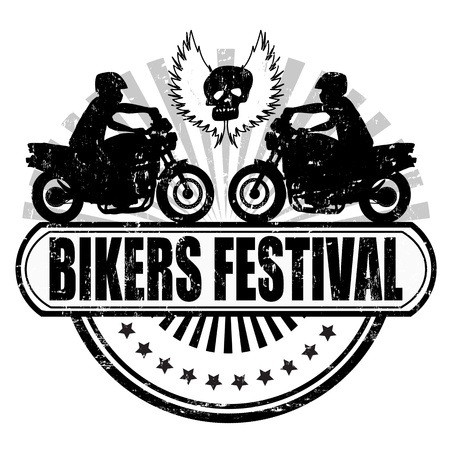 Bikers Festival grunge rubber stamp on whiteのイラスト素材