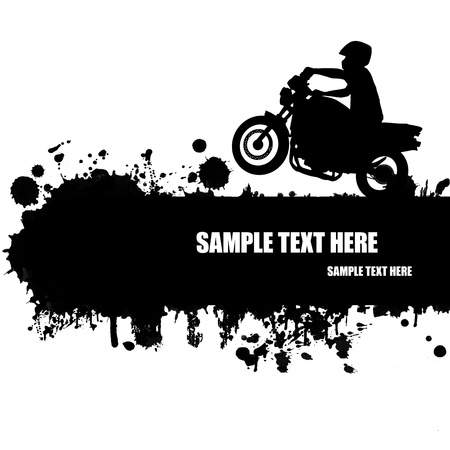 Grunge motocross poster with rider silhouetteのイラスト素材