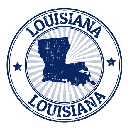 Grunge rubber stamp with the name and map of Louisianaのイラスト素材