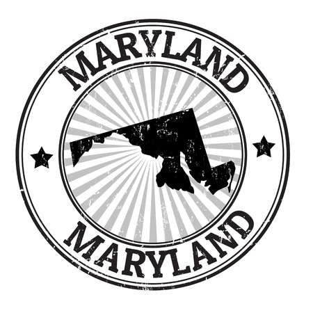 Grunge rubber stamp with the name and map of Marylandのイラスト素材
