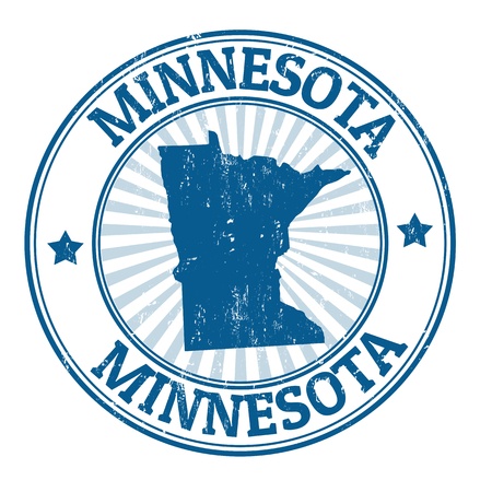 Grunge rubber stamp with the name and map of Minnesotaのイラスト素材