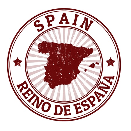 Grunge rubber stamp with the name and map of Spainのイラスト素材