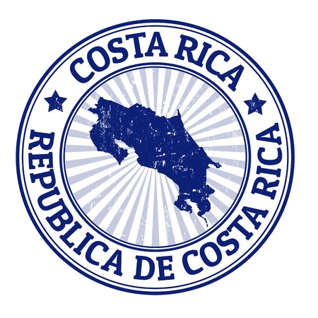 Grunge rubber stamp with the name and map of Costa Rica, vector illustrationのイラスト素材