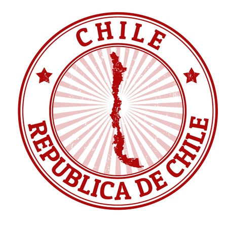 Grunge rubber stamp with the name and map of Chile, vector illustrationのイラスト素材