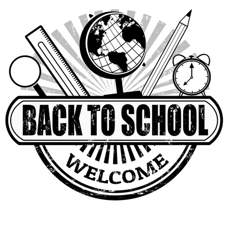 Back to School Vintage Grunge Rubber Stamp, vector illustrationのイラスト素材