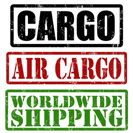 Cargo, air cargo and worldwide shipping grunge rubber stamps, vector illustrationのイラスト素材