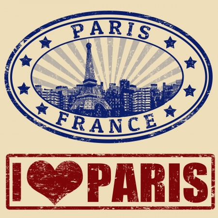 Set of grunge rubber stamps with Paris, vector illustrationのイラスト素材