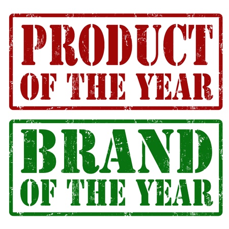 Product of the year and Brand of the year grunge rubber stamps, vector illustrationのイラスト素材