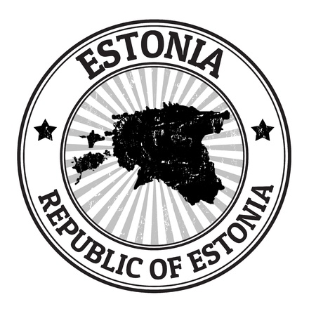 Grunge rubber stamp with the name and map of Estonia, vector illustrationのイラスト素材