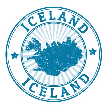 Grunge rubber stamp with the name and map of Iceland, vector illustrationのイラスト素材