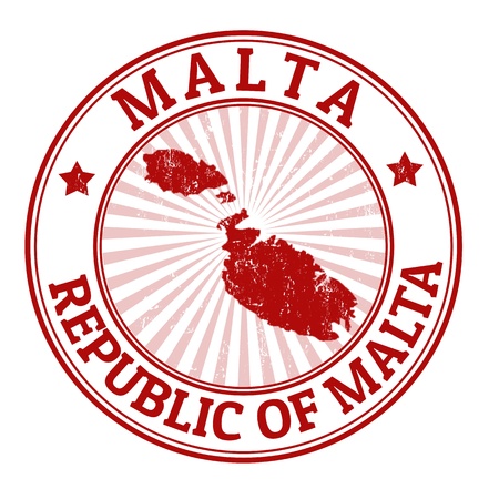 Grunge rubber stamp with the name and map of Malta, vector illustrationのイラスト素材