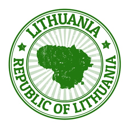 Grunge rubber stamp with the name and map of Lithuania, vector illustrationのイラスト素材