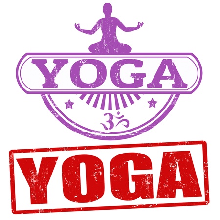 Yoga grunge rubber stamps on white, vector illustrationのイラスト素材