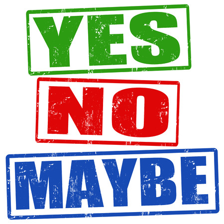 Yes, no and maybe grunge rubber stamps, vector illustrationのイラスト素材
