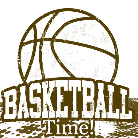 Basketball Time grunge poster on white, vector illustrationのイラスト素材