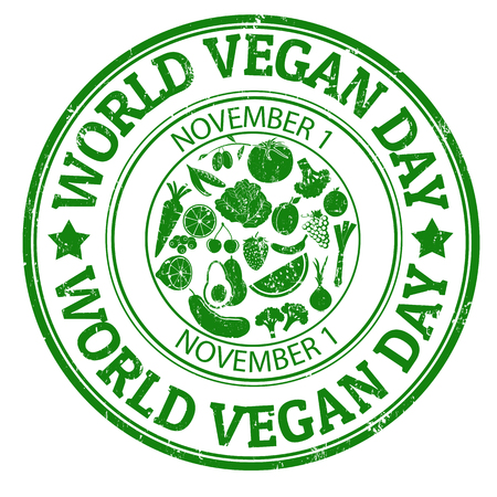 World vegan day grunge rubber stamp, illustrationのイラスト素材