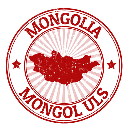 Grunge rubber stamp with the name and map of Mongolia, vector illustrationのイラスト素材