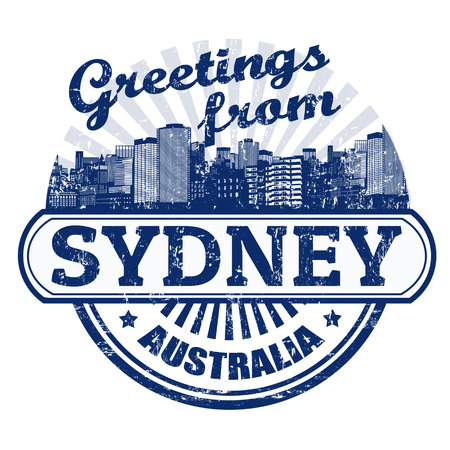 Grunge rubber stamp with text Greetings from Sydney, vector illustrationのイラスト素材