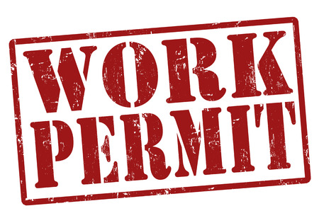 Work Permit grunge rubber stamp on white, vector illustrationのイラスト素材
