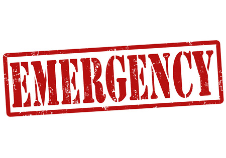 Emergency grunge rubber stamp on white, vector illustrationのイラスト素材