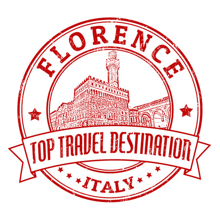 Top travel destination grunge rubber stamp with the word Florence, Italy inside, vector illustrationのイラスト素材