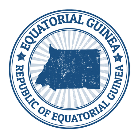 Grunge rubber stamp with the name and map of Equatorial Guinea, vector illustrationのイラスト素材