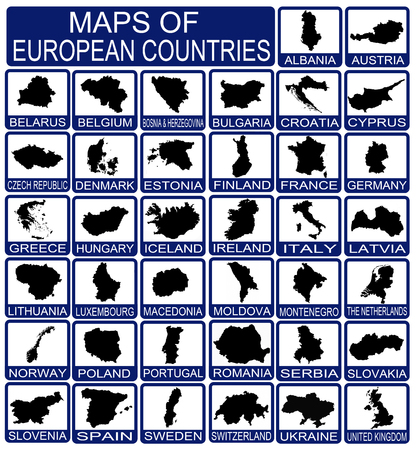 Maps of European Countries on white, vector illustrationのイラスト素材