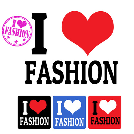I love Fashion sign and labels on white background, vector illustrationのイラスト素材