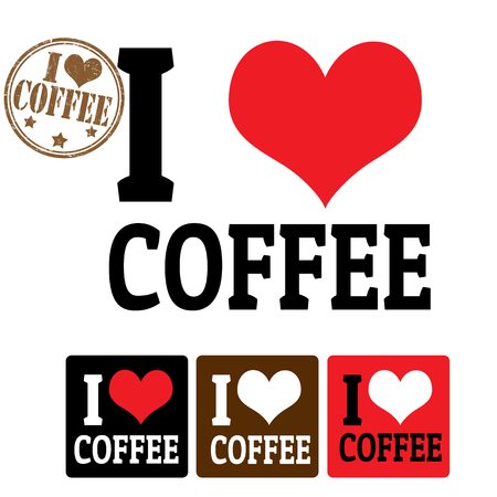 I love Coffee sign and labels on white background, vector illustrationのイラスト素材