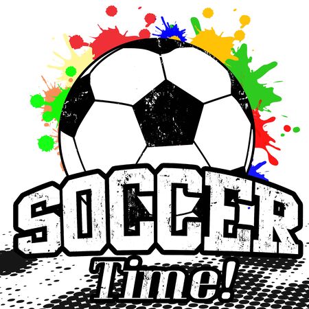 Soccer Time grunge poster on white, vector illustrationのイラスト素材