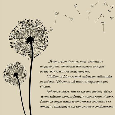 Blow dandelion concept on retro style background, vector illustrationのイラスト素材