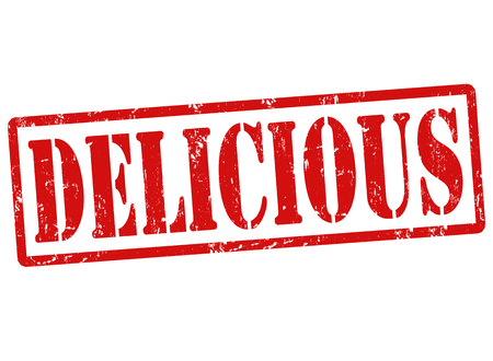 Grunge rubber stamp with text Delicious, vector illustrationのイラスト素材