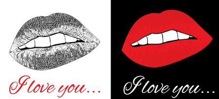 Set of love kiss background, vector illustration のイラスト素材