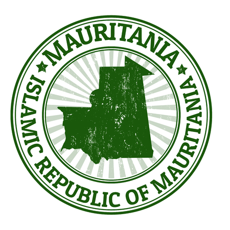 Grunge rubber stamp with the name and map of Mauritania, vector illustrationのイラスト素材