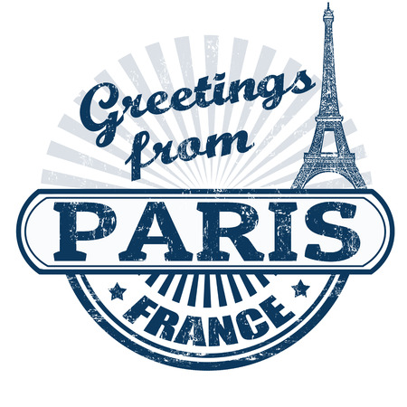 Grunge rubber stamp with text Greetings from Paris, vector illustrationのイラスト素材