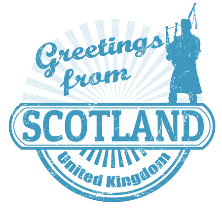 Grunge rubber stamp with text Greetings from Scotland, vector illustrationのイラスト素材