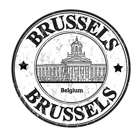 Grunge rubber stamp with the word Brussels, Belgium inside, vector illustrationのイラスト素材