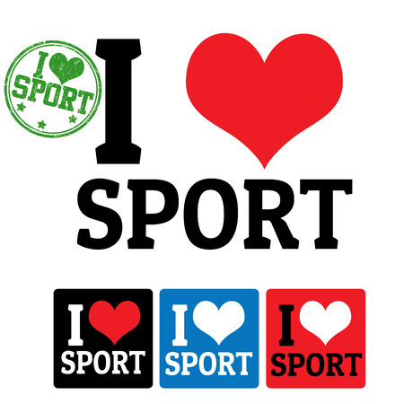 I love Sport sign and labels on white background, vector illustrationのイラスト素材