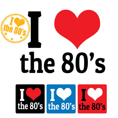 I love the 80's sign and labels on white background, vector illustrationのイラスト素材