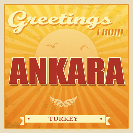 Vintage Touristic Greeting Card - Ankara, Turkey, vector illustrationのイラスト素材