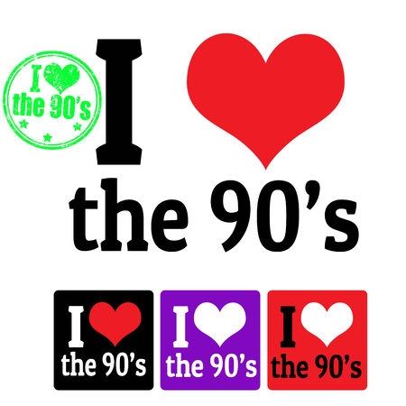 I love the 90's sign and labels on white background, vector illustrationのイラスト素材