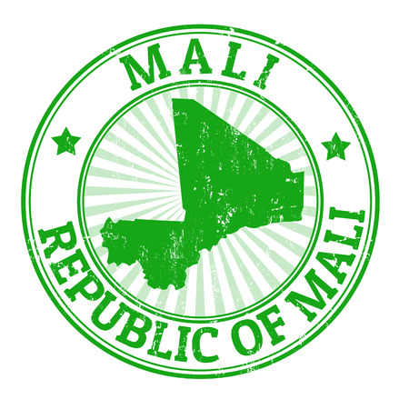 Grunge rubber stamp with the name and map of Mali, vector illustrationのイラスト素材