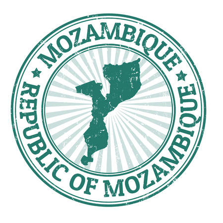 Grunge rubber stamp with the name and map of Mozambique, vector illustrationのイラスト素材