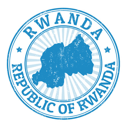 Grunge rubber stamp with the name and map of Rwanda, vector illustrationのイラスト素材