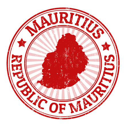 Grunge rubber stamp with the name and map of Mauritius, vector illustrationのイラスト素材
