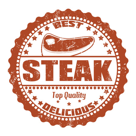 Steak grunge rubber stamp on white, vector illustrationのイラスト素材