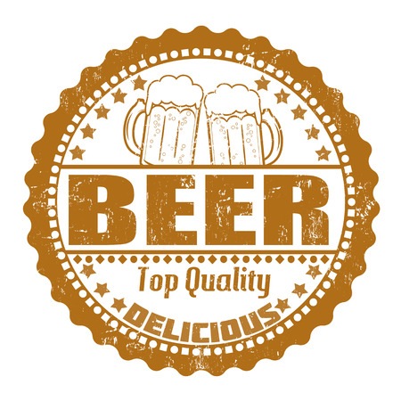  Beer grunge rubber stamp on white, vector illustrationのイラスト素材